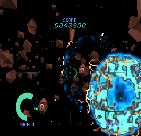 Starblade (Arcade) screenshot: Taking hits.