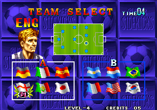 Super Sidekicks (Arcade) screenshot: Team Select.