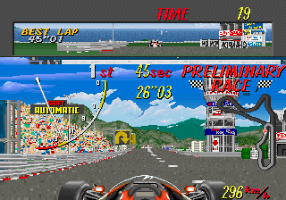 Super Monaco GP (Arcade) screenshot: Keep going.