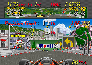 Super Monaco GP (Arcade) screenshot: 9th.