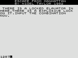 Escape From Manhattan (ZX81) screenshot: Entering the code