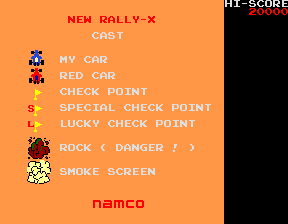 New Rally-X (Arcade) screenshot: Start Screen.