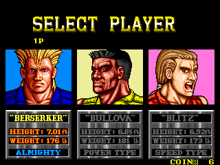 The Combatribes (Arcade) screenshot: Select player.
