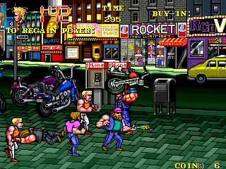 The Combatribes (Arcade) screenshot: Picked up the bike.