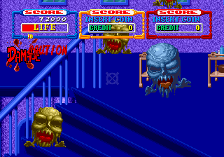 Laser Ghost (Arcade) screenshot: Going up stairs.