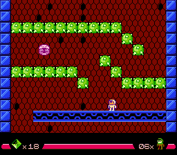 Jet-Paco (NES) screenshot: You can fly through platforms and then land on them.