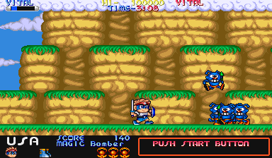 Chiki Chiki Boys (Arcade) screenshot: Blue cute aliens