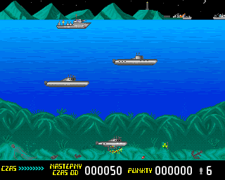 Operacja Wąż Morski (Amiga) screenshot: Naval battle begins