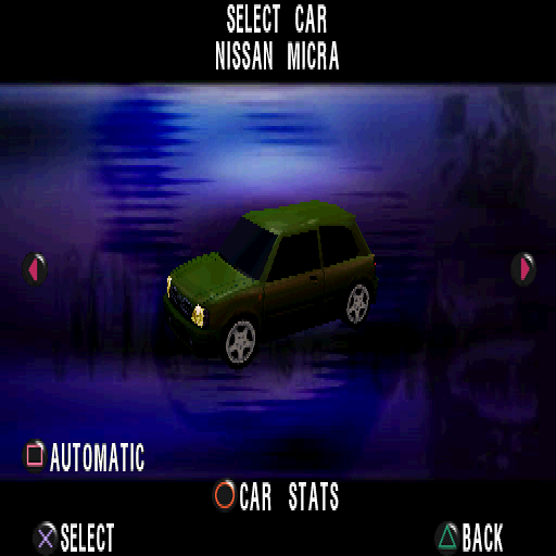 Max Power Racing (PlayStation) screenshot: Nissan Micra
