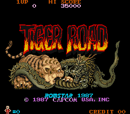 Tiger Road (Arcade) screenshot: Title Screen.