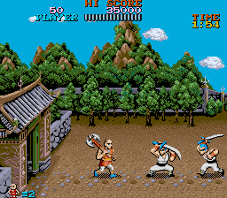 Tiger Road (Arcade) screenshot: Kill them.