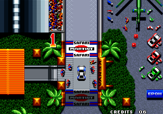 Thrash Rally (Arcade) screenshot: Start of the next round.