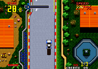 Thrash Rally (Arcade) screenshot: Jumping.