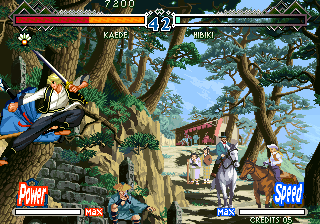 The Last Blade 2 (Arcade) screenshot: Flying kick.