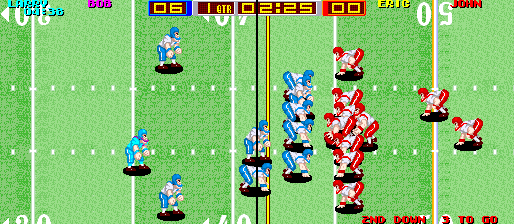 Tecmo Bowl (Arcade) screenshot: Defending.