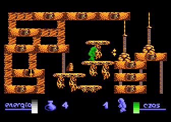Alchemia (Atari 8-bit) screenshot: Between the air vortex and the stars