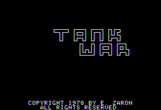 Tank War (Apple II) screenshot: Title screen