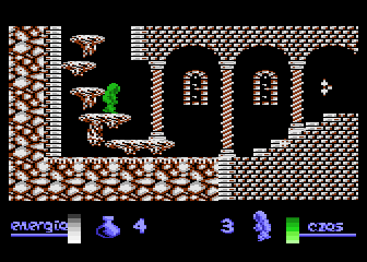 Alchemia (Atari 8-bit) screenshot: Vertically moving stars