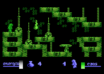 Alchemia (Atari 8-bit) screenshot: Vertical fireball