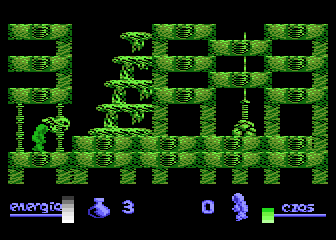 Alchemia (Atari 8-bit) screenshot: Oversized bird