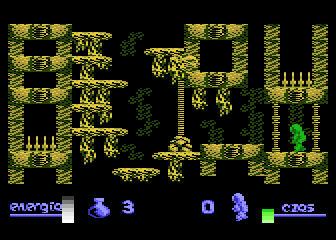 Alchemia (Atari 8-bit) screenshot: Platform stairs