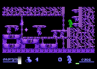 Alchemia (Atari 8-bit) screenshot: Air vortex and the stars