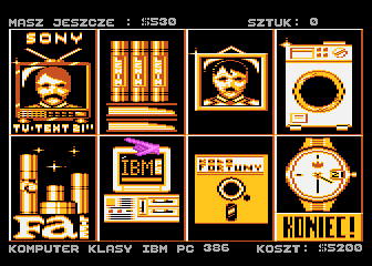 Magia Fortuny (Atari 8-bit) screenshot: Spend your winnings
