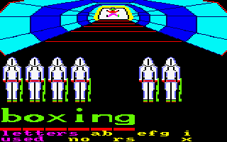 Execution (Amstrad CPC) screenshot: Got the full word right