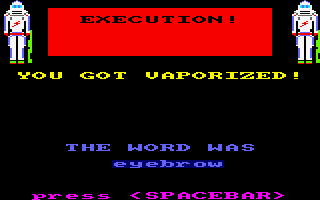 Execution (Amstrad CPC) screenshot: I got vaporized!