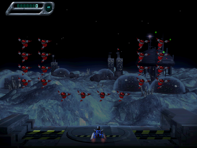 Space Invaders (Windows) screenshot: Level 1 starts on Pluto.
