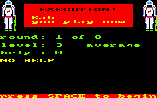 Execution (Amstrad CPC) screenshot: Start of round