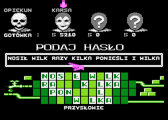 Magia Fortuny (Atari 8-bit) screenshot: Password guessed - death's face of the operator