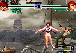 The King of Fighters 2002: Challenge to Ultimate Battle (Arcade) screenshot: Vanessa is stunned