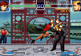 The King of Fighters 2002: Challenge to Ultimate Battle (Arcade) screenshot: Vice's angry attack