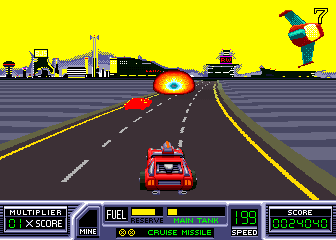 RoadBlasters (Arcade) screenshot: Fun with cruise missiles