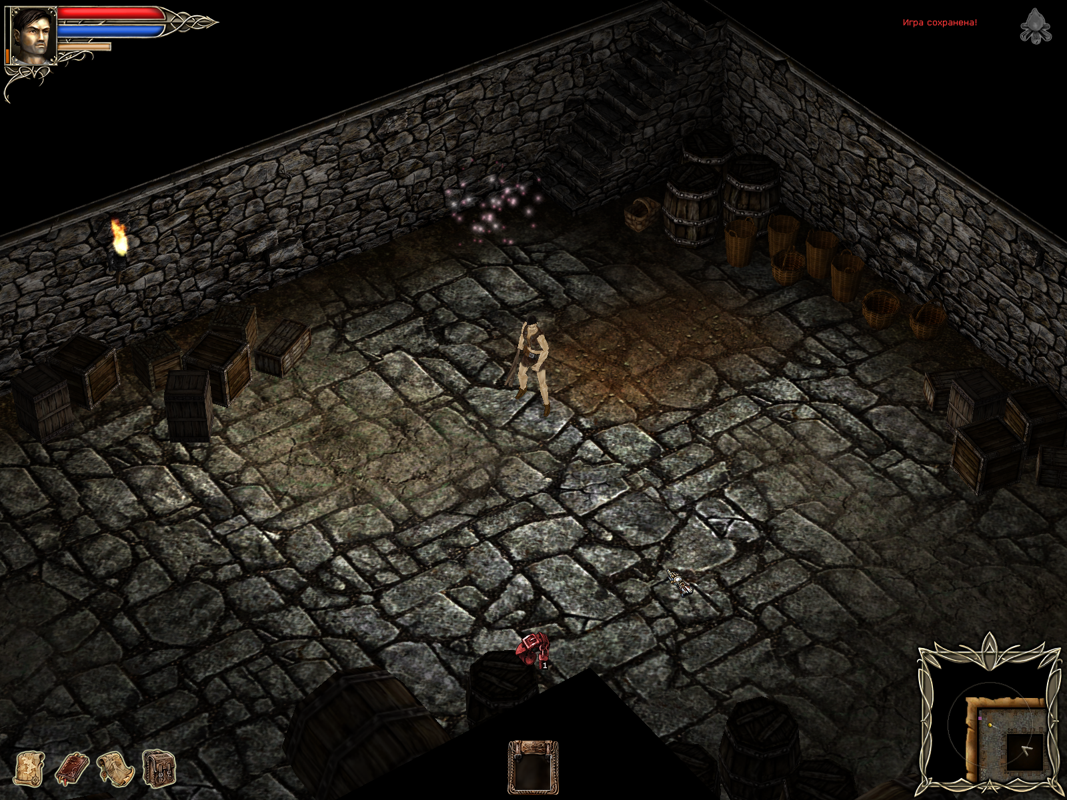 Dark Tower Conspiracy (Windows) screenshot: The first quest in the game. Nothing original, just our usual vermin in the cellar.