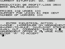 Shop Steward (ZX80) screenshot: Being offered a wage rise