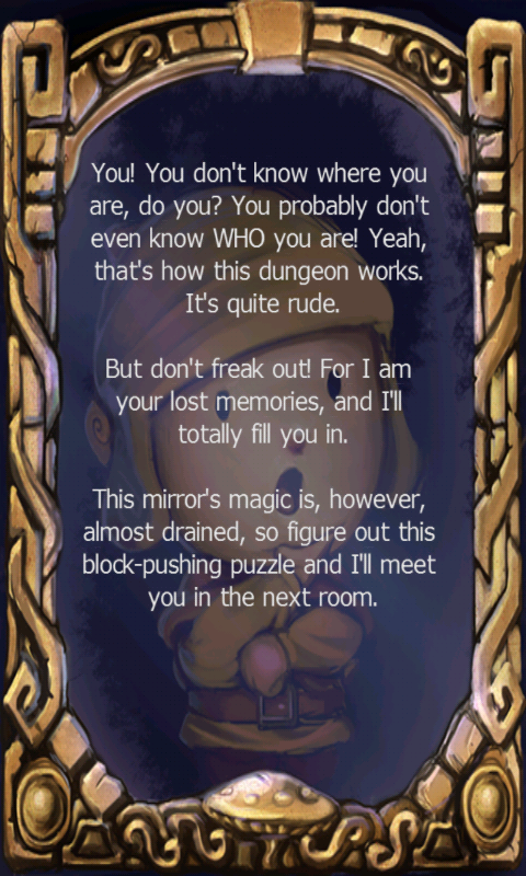 Block Rogue (Android) screenshot: Looking into the mirror