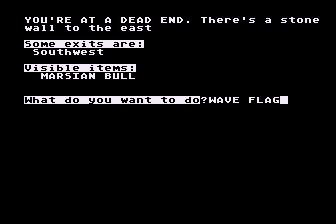 Menagerie (Atari 8-bit) screenshot: Marsian Bull Assists Me