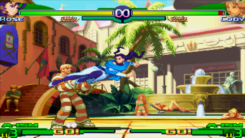 Street Fighter Alpha 3 Max (PSP) screenshot: Rose vs Cody