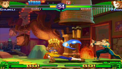 Street Fighter Alpha 3 Max (PSP) screenshot: Chun-Li vs Vega