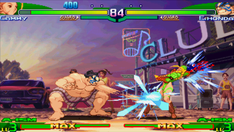 Street Fighter Alpha 3 Max (PSP) screenshot: Cammy vs Honda