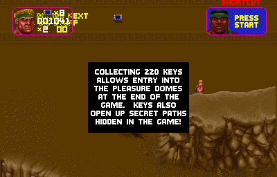Total Carnage (Arcade) screenshot: Info from game