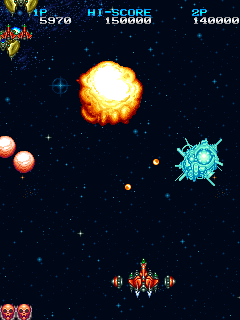 Truxton II (Arcade) screenshot: Explosions.