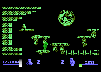 Alchemia (Atari 8-bit) screenshot: Moonlight uncovers the third amphora