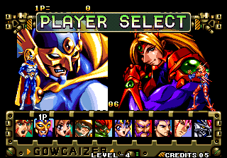 Voltage Fighter Gowcaizer (Arcade) screenshot: Player Select.