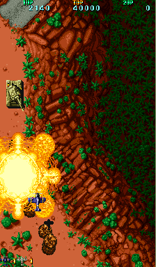 Twin Hawk (Arcade) screenshot: Big explosion.