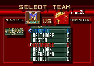 Clutch Hitter (Arcade) screenshot: Select Team.