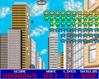 Alien Invasion (Acorn 32-bit) screenshot: Supply ship appears
