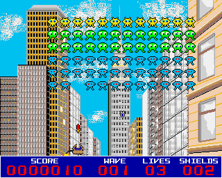 Alien Invasion (Acorn 32-bit) screenshot: Shooting